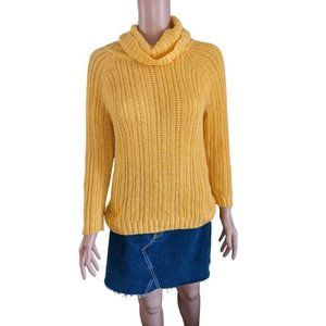 Anne Klein Sweater Womens Sz Medium Golden Yellow Cowl Neck Knitted